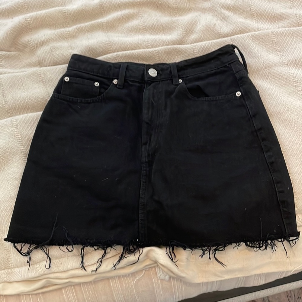 Zara black denim skirt